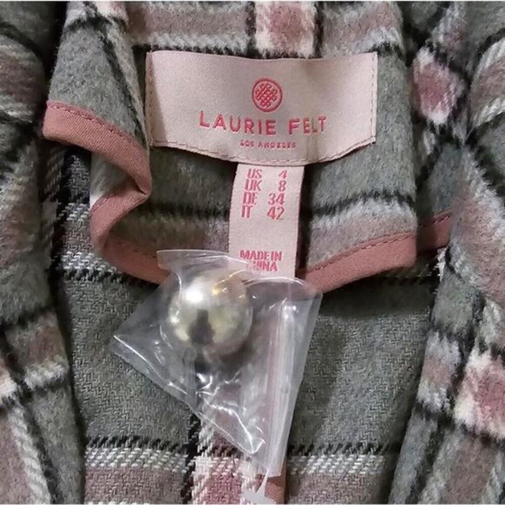 Laurie Felt Pink and Grey Women Plaid Annabelle Cropped Blazer Size 4 New - Picture 7 of 8